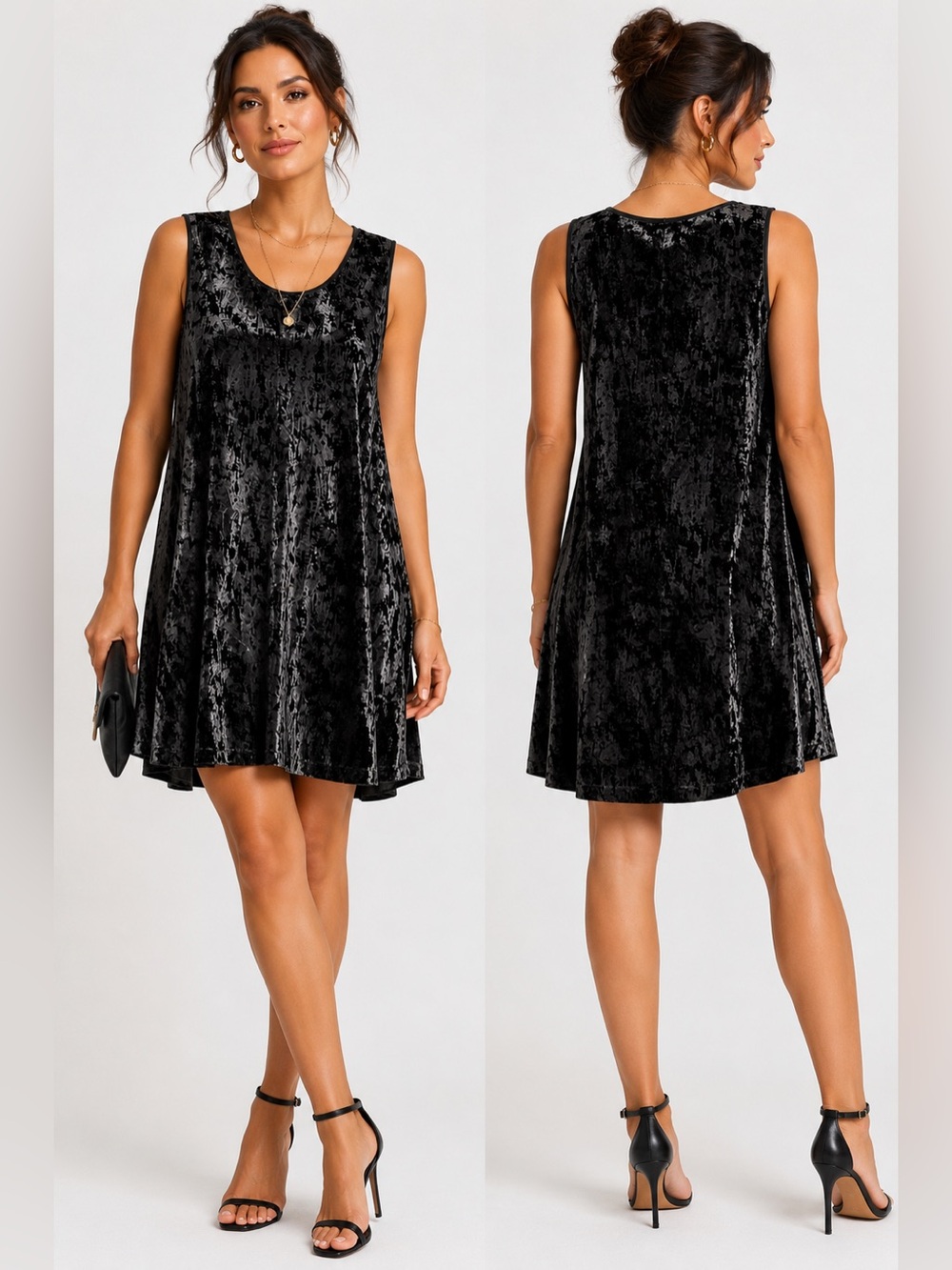 NWT Eileen Fisher Crushed Velvet Sleeveless Shift Dress Large Minimalist